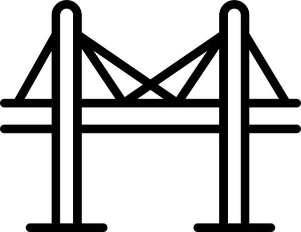 Ikona Pomników Mostu Wieżowego Zarysie — Wektor stockowy