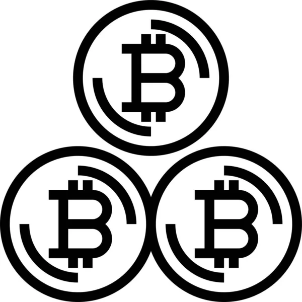 Bitcoin Icono Moneda Negocios Estilo Esquema — Vector de stock
