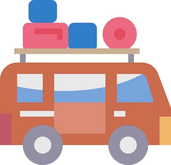 Camping Coche Caravana Icono Estilo Plano — Vector de stock