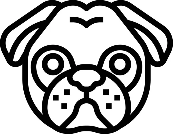 Pug Animal Kingdom Icon Estilo Esquema — Vector de stock