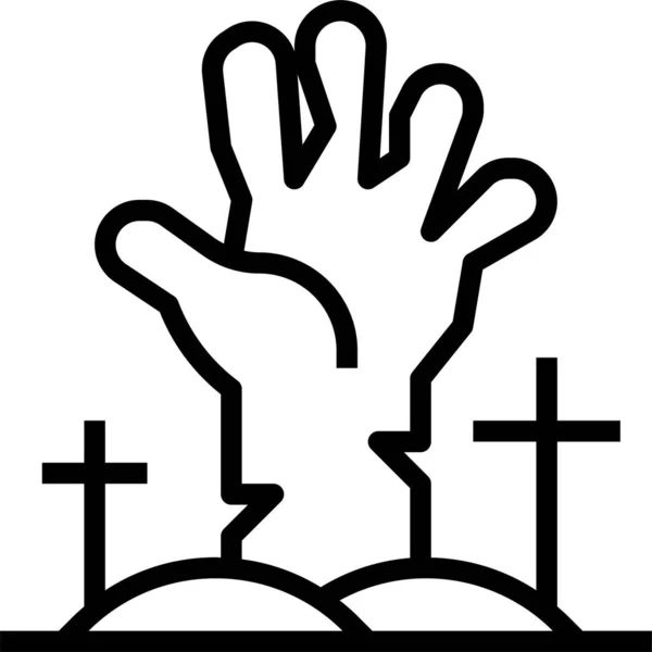 Мертвий Значок Руки Хеллоуїна Контурному Стилі — стоковий вектор