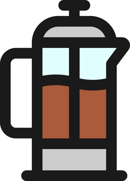 Coffee French Press Icon Filled Outline Style — Stock Vector