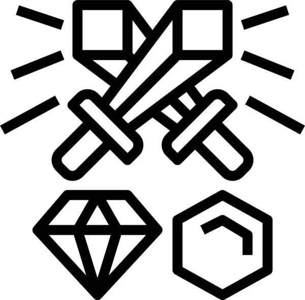 Nft Gaming Diamond Icon Outline Style — Stockvektor