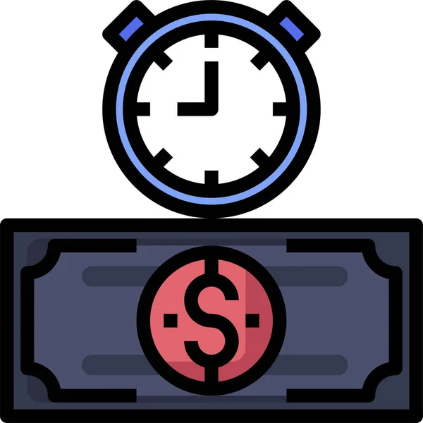 Reloj Despertador Icono Dinero Categoría Gestión Empresas — Vector de stock