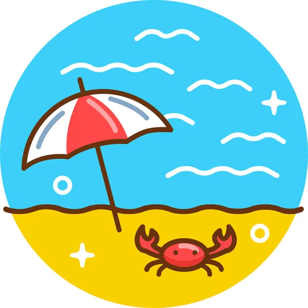 Beach Holiday Relax Icon Filled Outline Style — Stock Vector