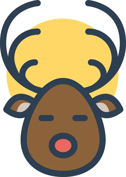 Icono Renos Venado Navidad Estilo Contorno Lleno — Vector de stock