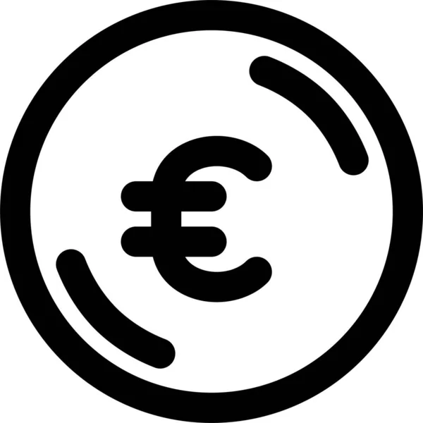 Érme Euro Pénz Ikon Körvonalazott Stílusban — Stock Vector