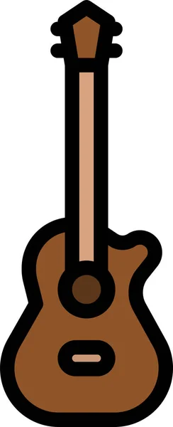 Guitar Acoustic Music Icon Filled Outline Style — Stock Vector