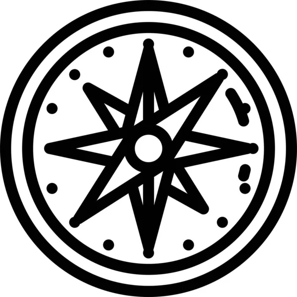 Ikona Navigační Mapy Kompasu Stylu Osnovy — Stockový vektor