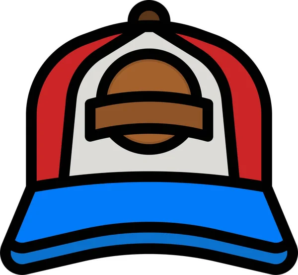 Cap Captain Hat Icon Filled Outline Style —  Vetores de Stock