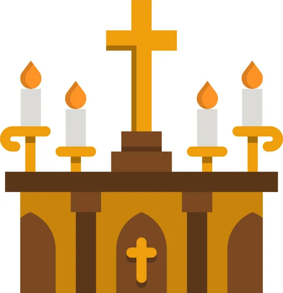 Altar Cruz Iglesia Icono — Vector de stock