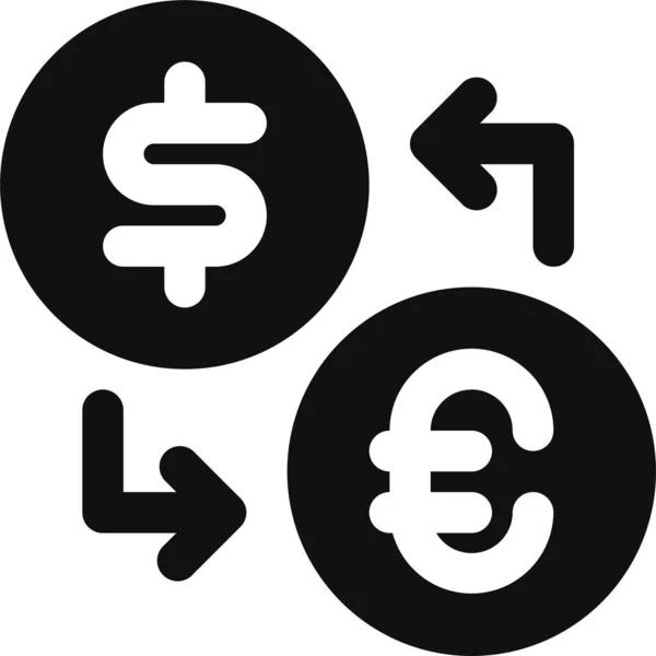 Conversión Dólar Euro Icono Estilo Sólido — Vector de stock