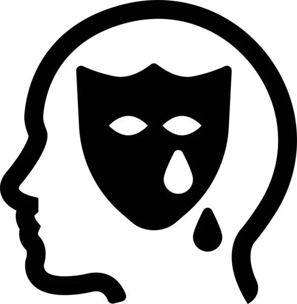 Drama Emoción Cara Icono Estilo Sólido — Vector de stock