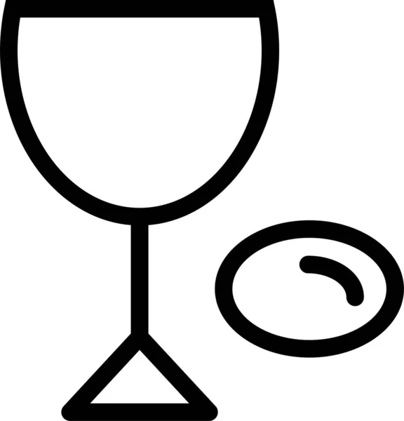 Copa Alcohol Icono Vidrio Estilo Del Esquema — Vector de stock