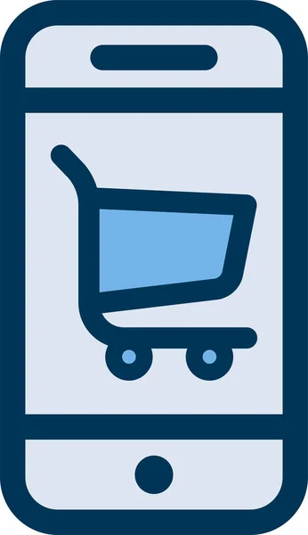 电子商务网上购物图标的填充轮廓风格 — 图库矢量图片