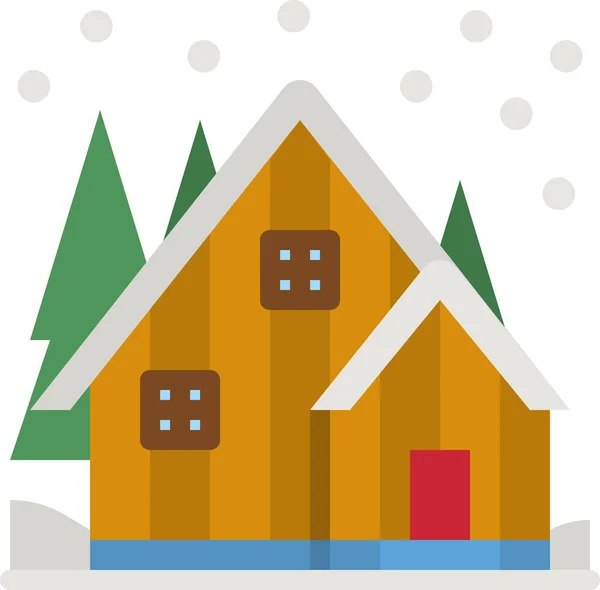 Cabin Snow Winter Icon — Vetor de Stock