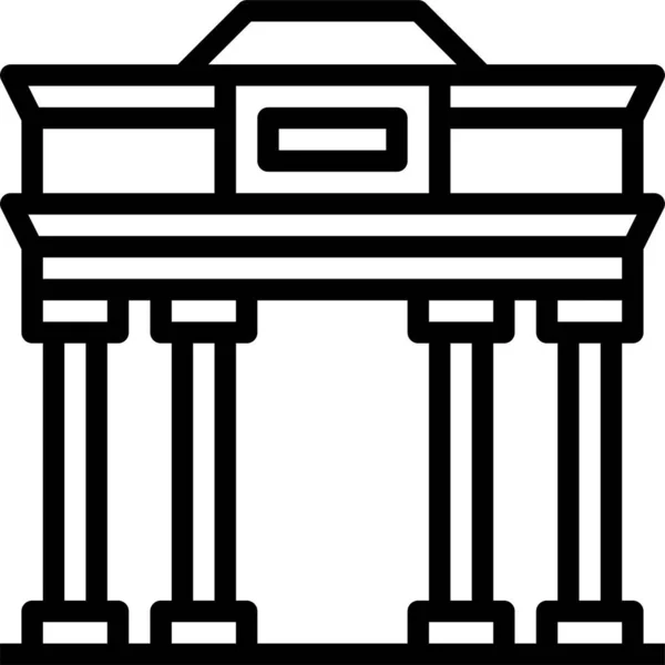 Archittonic Architecture Brandenburg Icon Outline Style — стоковый вектор