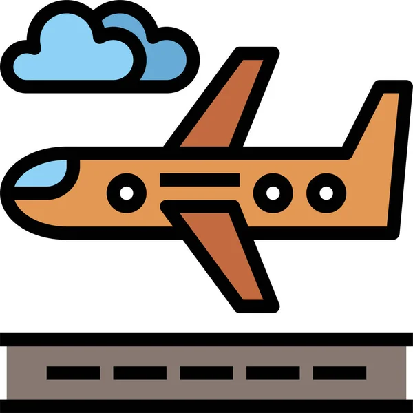 Aérodrome Avion Icône Aéroport Dans Style Contour Rempli — Image vectorielle