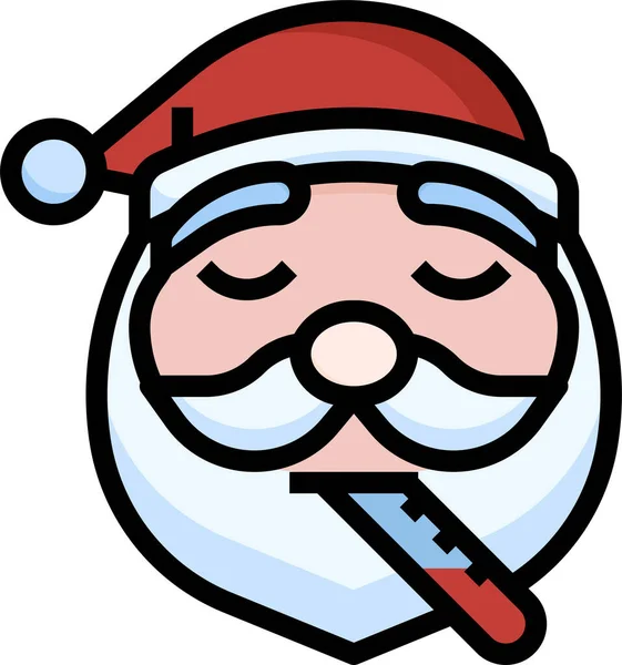 Mikulás Beteg Emoji Ikon Karácsonyi Kategóriában — Stock Vector