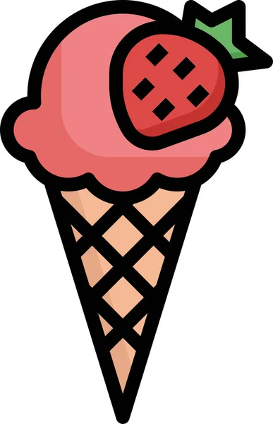 Erdbeer Dessert Kegel Symbol — Stockvektor