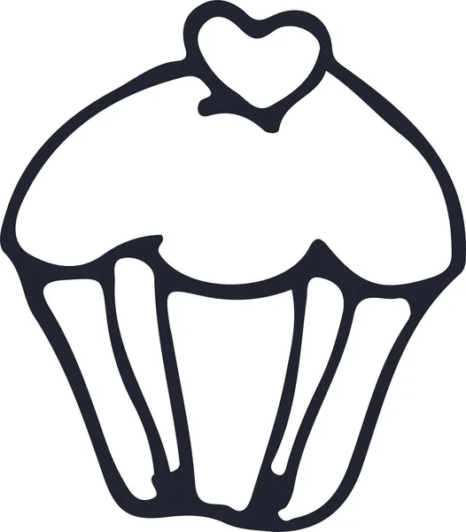 Pâtisserie Cupcake Fastfood Icône Dans Style Dessiné Main — Image vectorielle