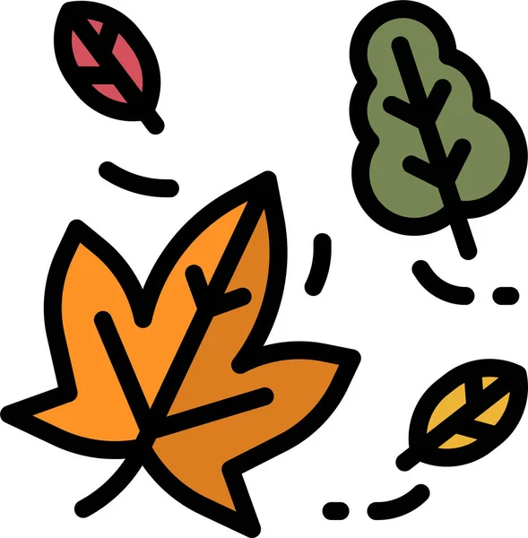 秋天落叶图标充盈 轮廓风格 — 图库矢量图片