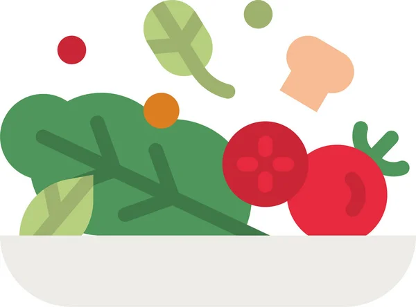 Ensalada Vegana Icono Vegetariano — Vector de stock