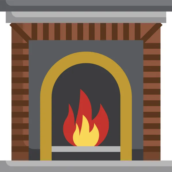 Fireplace Chimney Living Icon — Stock Vector