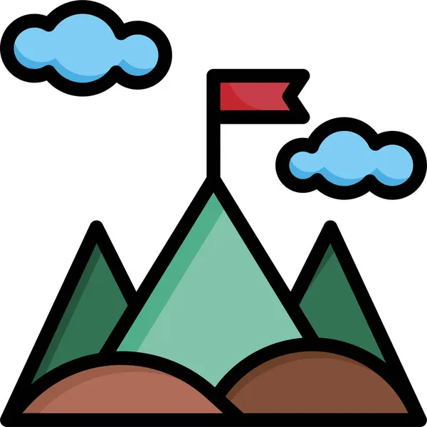 Esquí Montaña Icono Esquí Estilo Contorno Lleno — Vector de stock