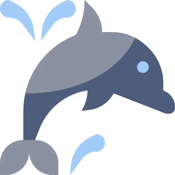 Animal Beach Delphin Ikone Flachen Stil — Stockvektor