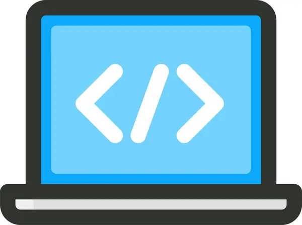 Codificación Portátil Icono Diseño Web Estilo Contorno Lleno — Archivo Imágenes Vectoriales