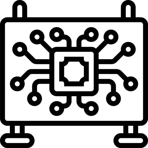 Chip Hardware Microchip Icono Estilo Esquema — Vector de stock