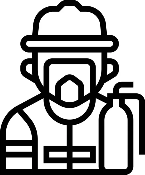 Icône Pompier Avatar Dans Style Contour — Image vectorielle
