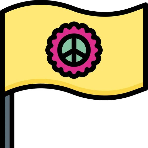Ícone Hippies Diversos Bandeira Estilo Esboço Preenchido — Vetor de Stock