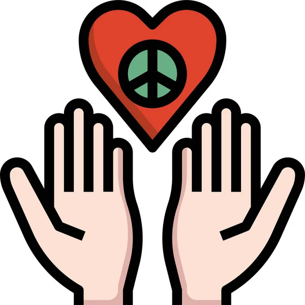 Love Heart Hand Icon Ausgefüllten Outline Stil — Stockvektor