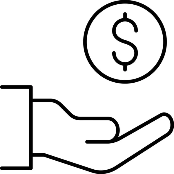 Pièce Dollar Main Icône — Image vectorielle