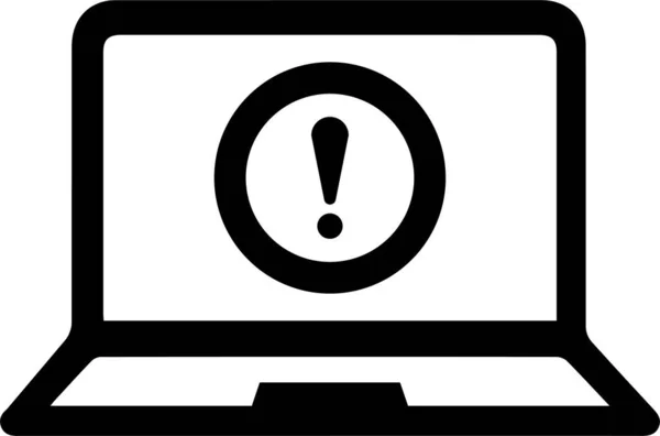 Fehler Laptop Warnsymbol Umrissstil — Stockvektor