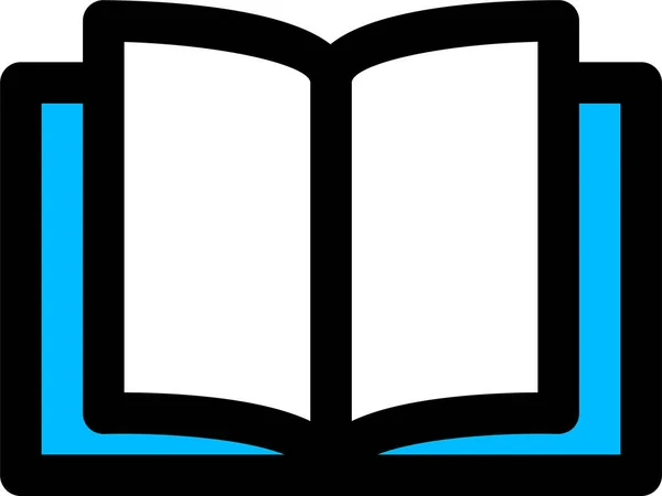 Icona Libreria Ebook Libri Pieno Stile Contorno — Vettoriale Stock