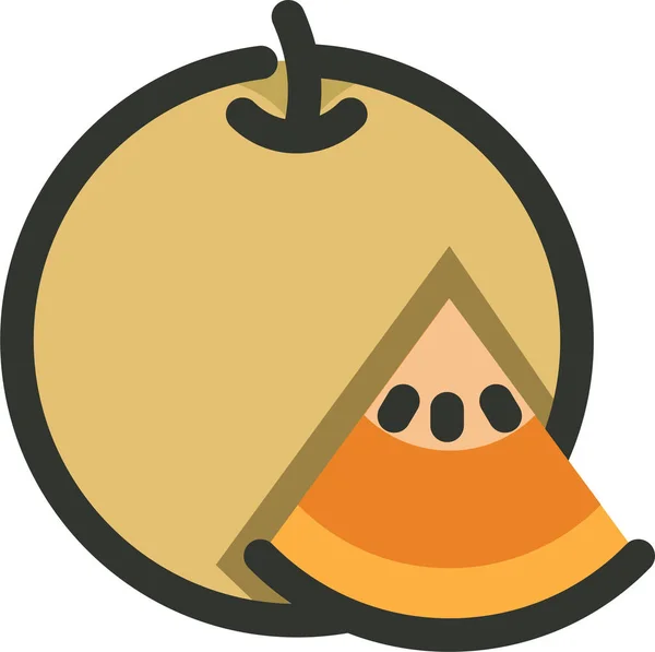 Icône Cantaloup Fruit Alimentaire Dans Style Contour Rempli — Image vectorielle