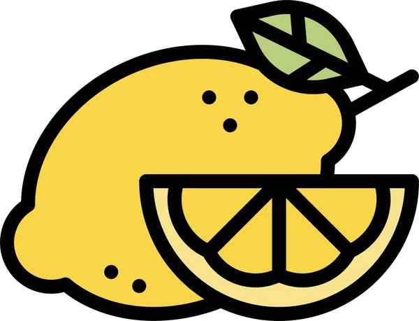 Ikon Makanan Buah Lemon Dalam Gaya Yang Diisikan - Stok Vektor