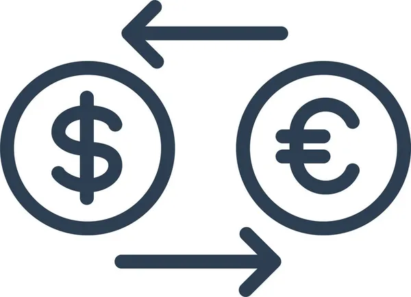 Pfeile Währungsumtausch Dollar Symbol Umriss Stil — Stockvektor