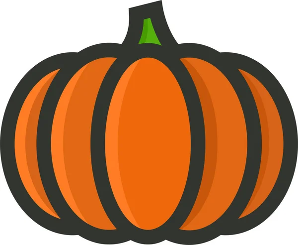 Comida Calabaza Halloween Icono Estilo Contorno Lleno — Vector de stock