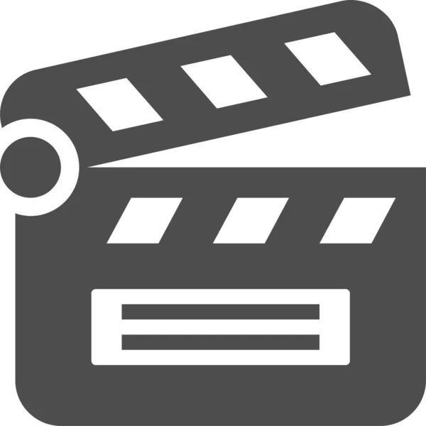 Katı Biçimli Clapboard Klaket Film Simgesi — Stok Vektör
