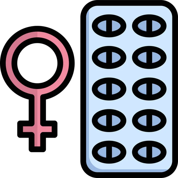 Pílulas Ícone Gravidez Contraceptiva Estilo Esboço Preenchido —  Vetores de Stock