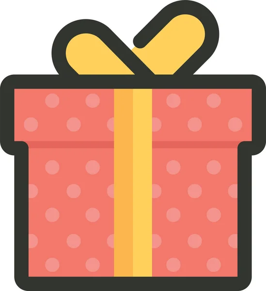Birthday Box Gift Icon Filled Outline Style — Stock Vector