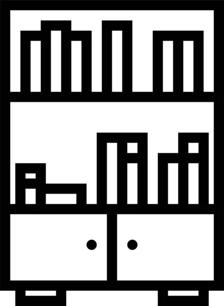 Βιβλιοθήκη Περίπτωση Ντουλάπια Έπιπλα Εικονίδιο Στυλ Περίγραμμα — Διανυσματικό Αρχείο