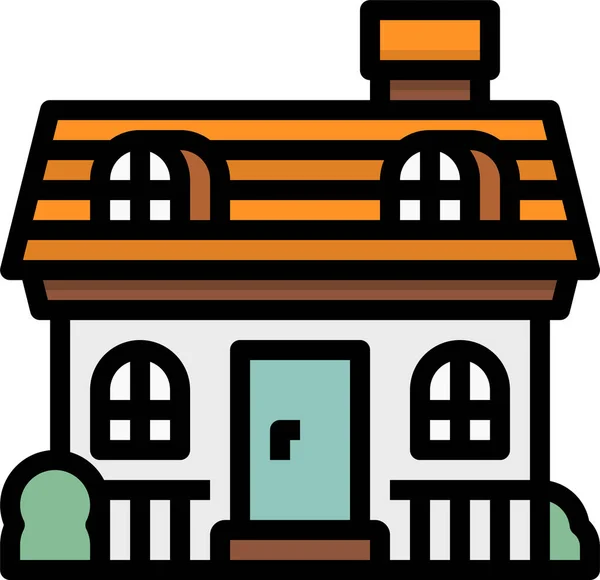 建筑充填的家庭图标 轮廓风格 — 图库矢量图片