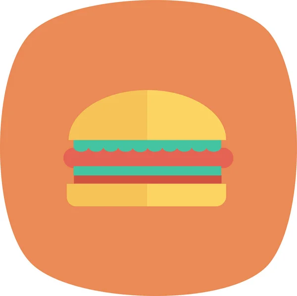 Ikon Burger Keju Yang Dimasak Dalam Gaya Datar - Stok Vektor