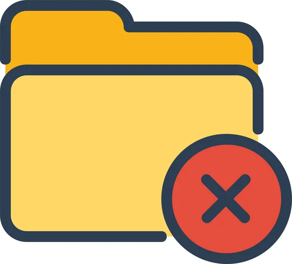 Cancelar Eliminar Icono Carpeta Estilo Esquema Lleno — Vector de stock