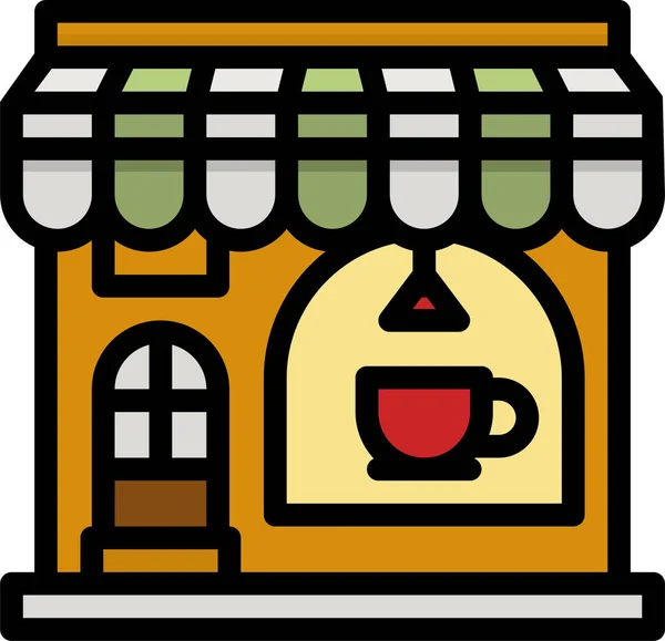 咖啡店图标充盈 轮廓风格 — 图库矢量图片